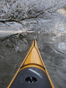 Paddlers of Simon's Town sticker on Marita's kayak on the Schwentine river, Germany