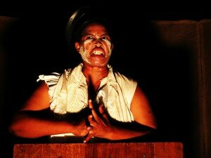 Mpume Mthombeni in Tin Bucket Drum performed at Kalk Bay Theatre. Photo credit Val Adamson. 