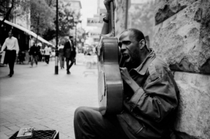 Goodman Nono,The busker who was beaten by the cops and who has become a celebrity